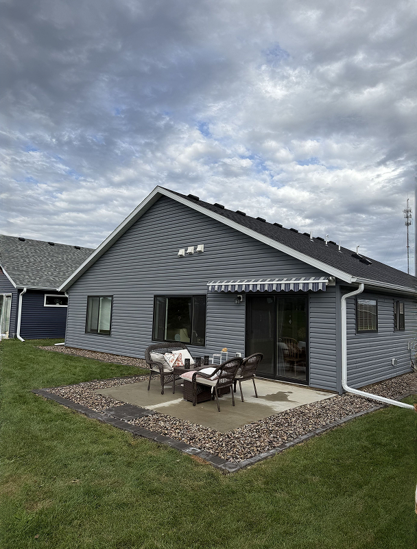 Modern house with lawn path